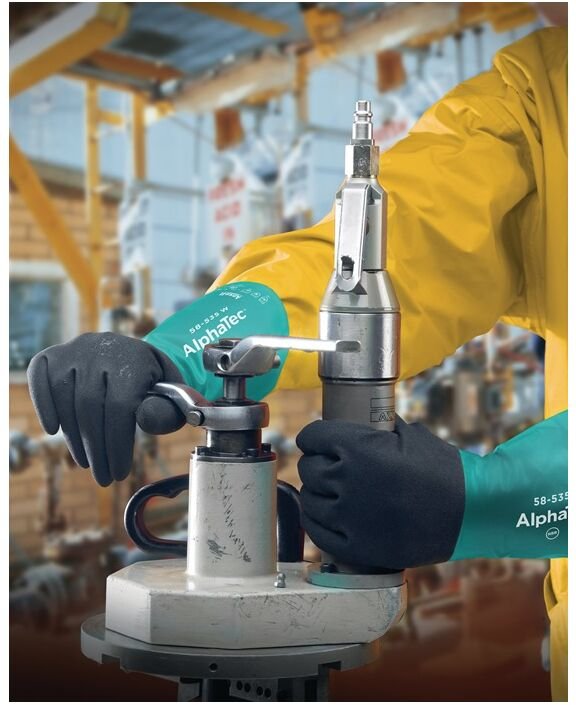 Thumbnail - 58535W100 Chemikalienhandschuhe AlphaTec 58-535W Größe 10 flaschengrün/an - Ansell