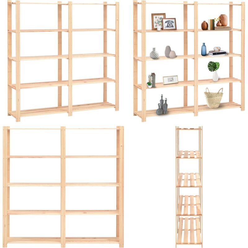 Lagerregal mit 5 Böden 170×38×170 cm Kiefer Massivholz 500 kg - Industrieregal - Holzregal - Lagerregal - Massivholzkast...