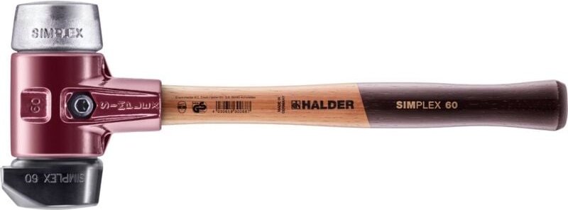 SIMPLEX-Schonhammer, Gummikomposition, mit Standfuß / Weichmetall mit Tempergussgehäuse und hochwertigem Holzstiel D=60 ...