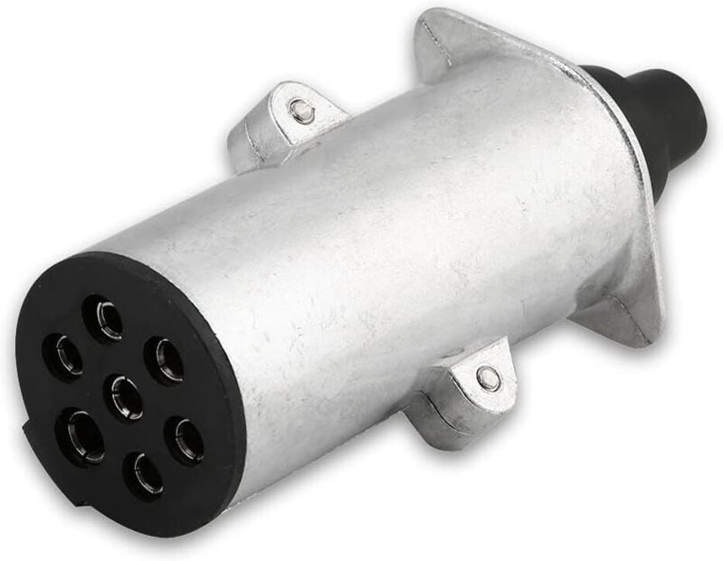7-poliger Anhängerstecker, Typ N auf 7 runde Stifte, Anhängerkabelbuchse, Aluminium-Anhängeradapter für Wohnwagenanhänge...