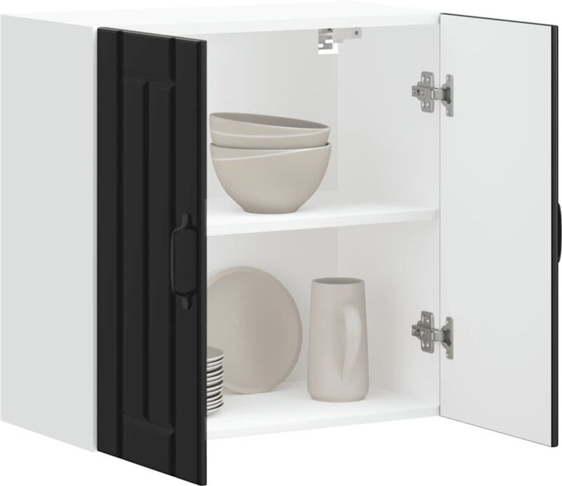 Küchen-Hängeschrank Lucca Schwarz Holzwerkstoff Vidaxl