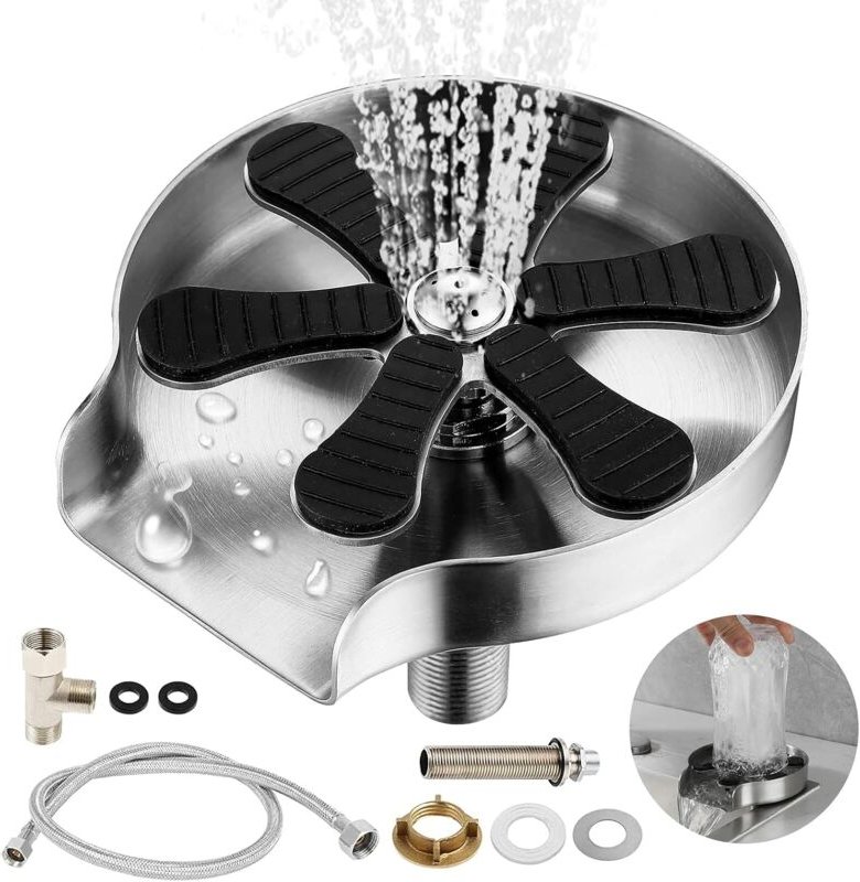 Kcvv - Edelstahlspüle Glasspüler Hochdruck-Glasreiniger Küchenspüle Zubehör Bar Restaurant Cafe