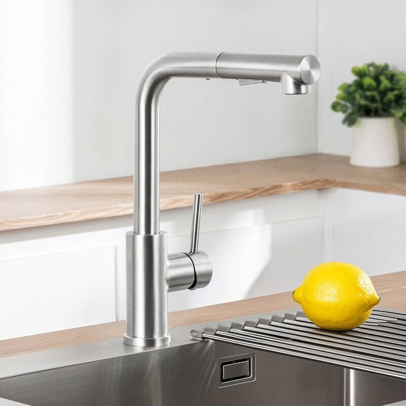 Wasserhahn Küche ausziehbare Hochdruck Küchenarmatur mit 2 Strahlarten Geschirrbrause, Edelstahl Spültischarmatur 360° s...