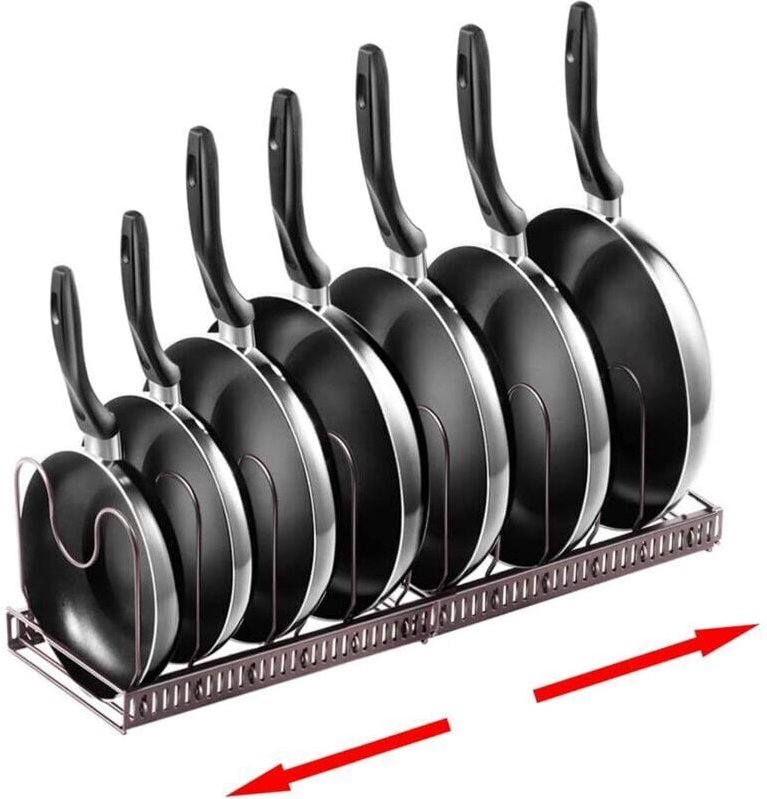 YMYNY Erweiterbares Topf- und Pfannenregal mit 7 verstellbaren Ebenen