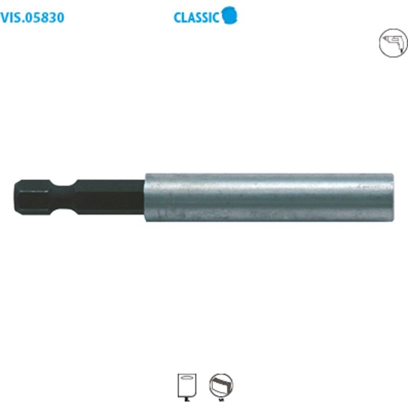 Magnetischer Bithalter mit Sicherungsring 1/4'' Classic Long. 74 Packung mit 1