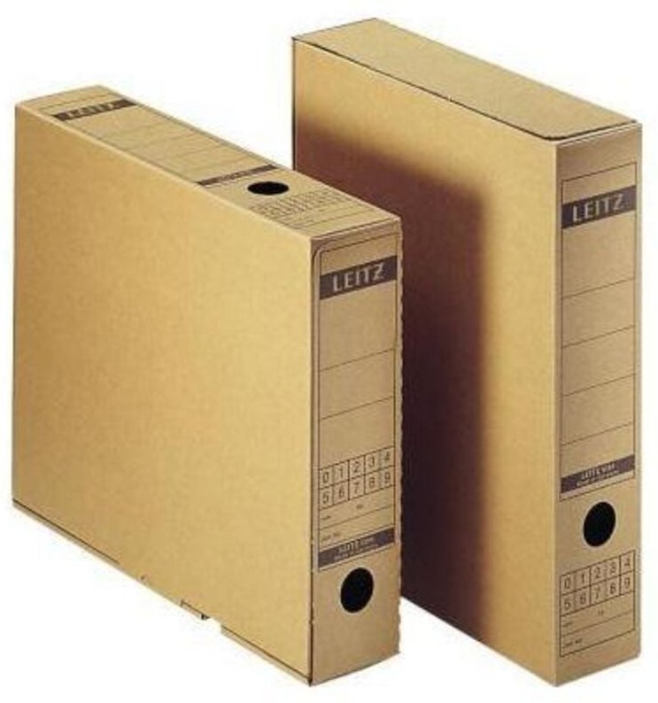 Leitz - Archivbox Premium 7 x 32,5 x 26,5 cm (b x h x t) din A4 mit Archivdruck Wellpappe recycelt/Natronpapier kaschier...