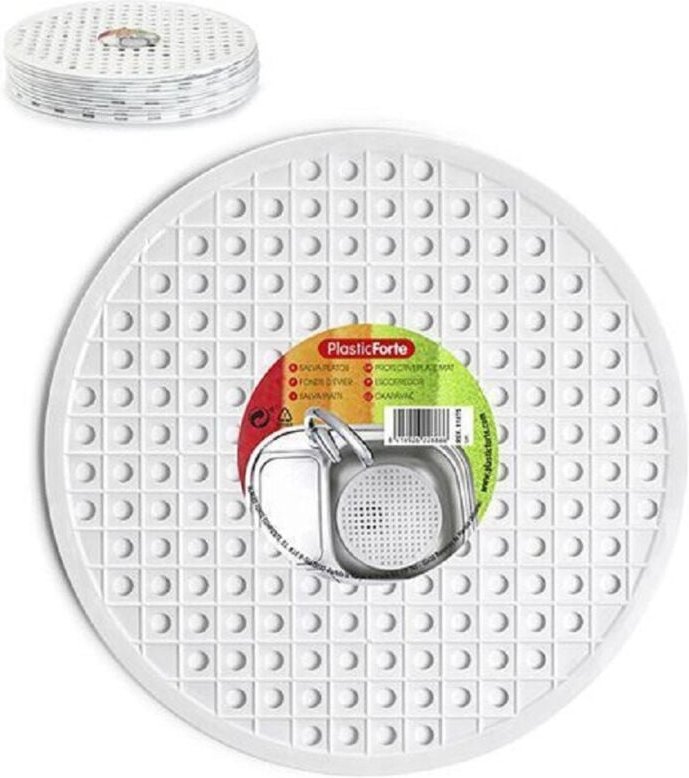 Trade Shop Traesio - Trade Shop - Runde Küchenspülmatte aus Kunststoff, rund, weiß, 1187501 -