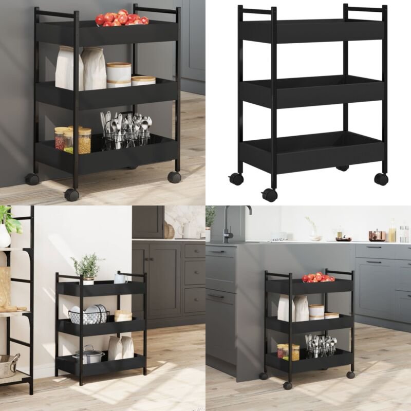 Küchenwagen Schwarz 50x30x70 cm Holzwerkstoff - Küchenwagen - Servierwagen - Mobiliar - Esstisch - Küchentisch - Home & ...