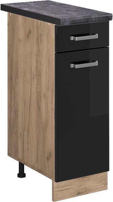 Vicco - Küchenunterschrank R-Line, Schwarz Hochglanz, 30 cm , ap Anthrazit