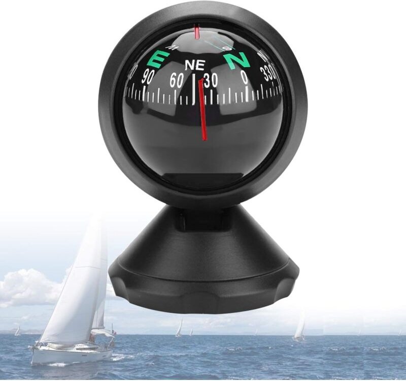 1 stück Bootskompass, Autokompass Armaturenbrett Digitaler Navigations-Erkundungskompass, Schwarzer Marinekompass Passen...