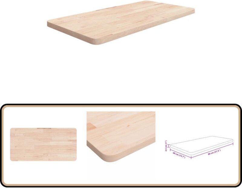 Waschtischplatte 80x40x2,5cm cm Massivholz Unbehandelt - Waschtischplatte - Eichenholz Platte - Badezimmersanierung - Ar...