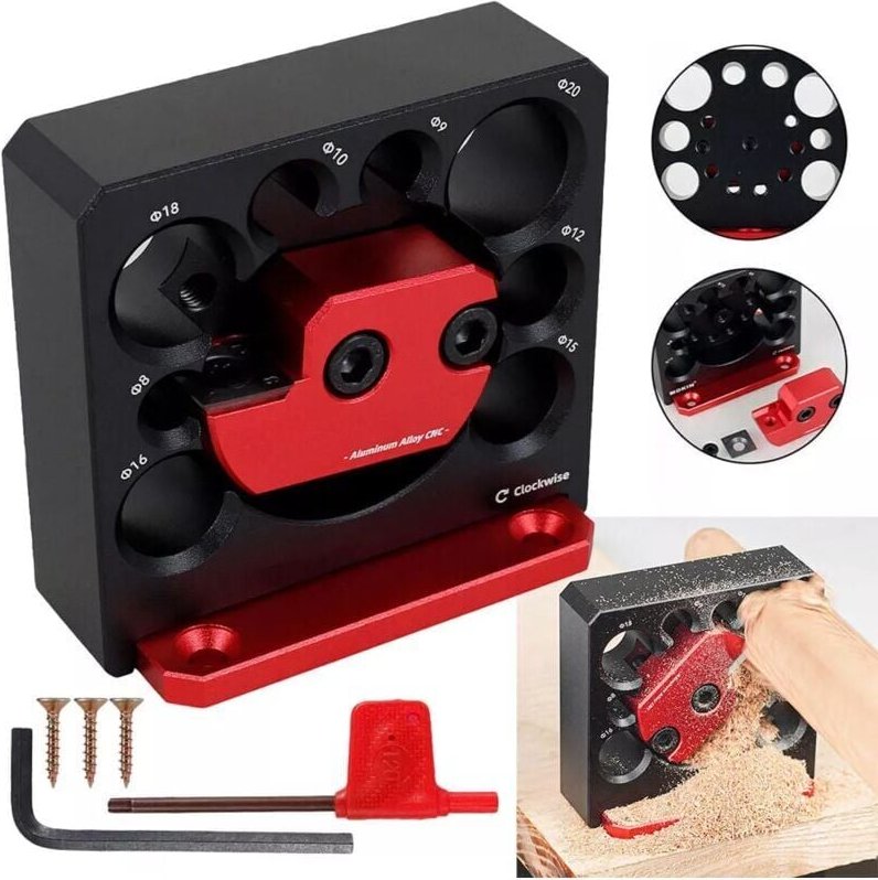 Dübelmacher-Vorrichtung, verstellbar, Aluminiumlegierung, 8 Löcher, elektrische Bohrmaschine, Fräsen, Massivholz, Rundst...