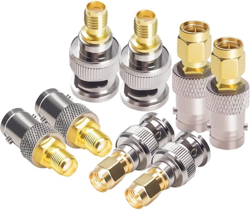 Dolaso - 8-teiliges SMA-auf-BNC-Stecker-Set, männlich, weiblich, Koaxial-Adapter-Konverter