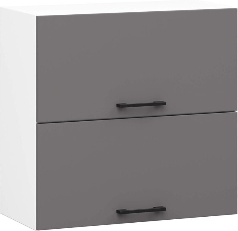 Hängeschrank Küchenschrank AKORD OLIWIA G2 modular W60 Weiß 60 cm 2 Türen 2 Ebenen Front Graphitegrau B60 x H58 x T30 cm