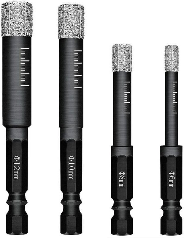 4er-Set Diamantbohrer für Keramikfliesen, Feinsteinzeug, Glasfliesen, Stein. Professionelle Diamantbohrer, Keramikfliese...
