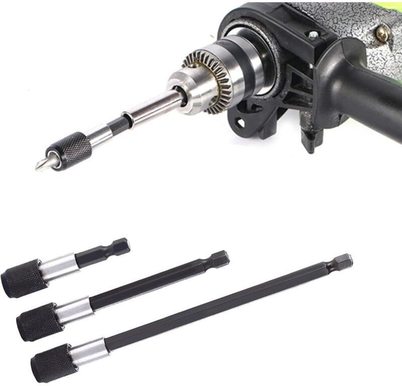 YMYNY 3-teilige magnetische Verlängerungsstange, elektrischer Schraubendreher-Bit, 1/4-Zoll-Sechskantbohrer, Schnellspan...