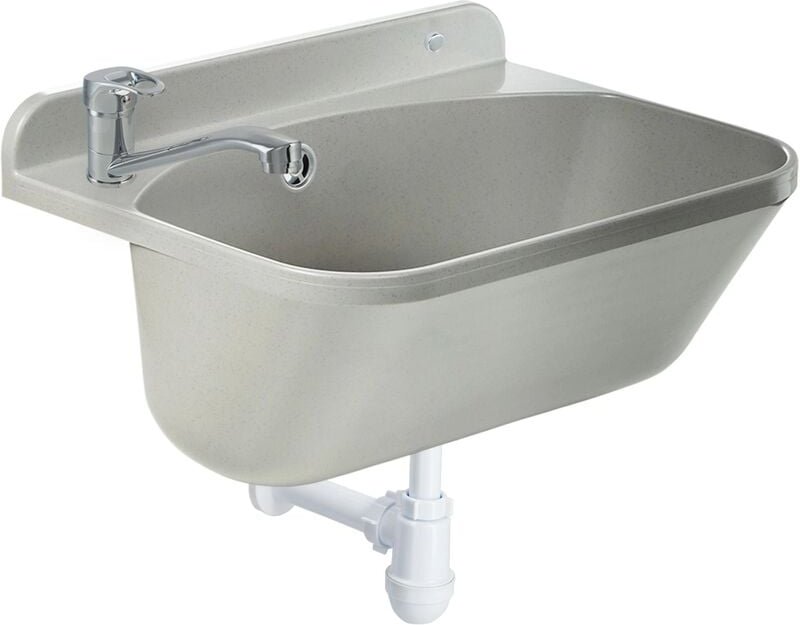 Gospo Ausgussbecken mit ausziehbarer Armatur, Seifenspender, Siphon, Waschbecken 46 x 36 x 20 cm, fü