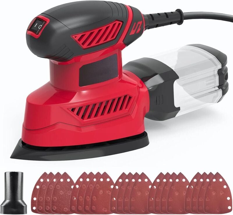 Exzenterschleifer, 130 w, 14.000 U/min, professioneller Detailschleifer, Staubsammelsystem, 20 Schleifblätter zum Schlei...