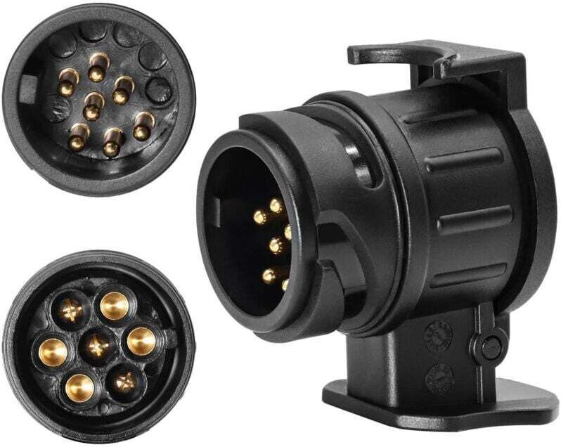 13-poliger auf 7-poliger Anhängeradapter, 13-polige Steckdose für Autoanhänger, Traktor, Wohnwagen, Fahrradträger