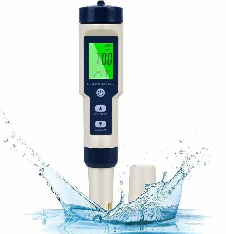 Thumbnail - Gabrielle 5-in-1 elektronisches PH-Messgerät, pH-Messgerät mit hintergrundbeleuchtetem LCD-Display, Wasserqualitätsteste...