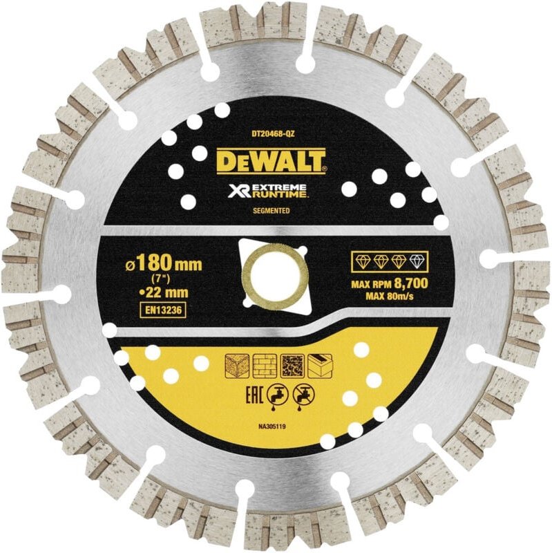 Diamanttrennscheibe xr extreme runtime 180/22mm - Dewalt