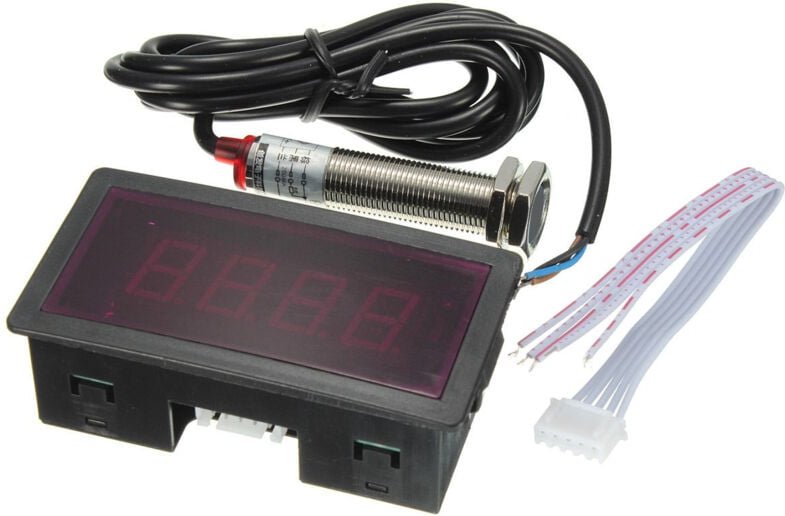 Thumbnail - Tlily - led 4 Digitaler Drehzahlmesser Drehzahlmesser Rot + npn Hall Näherungsschalter Sensor