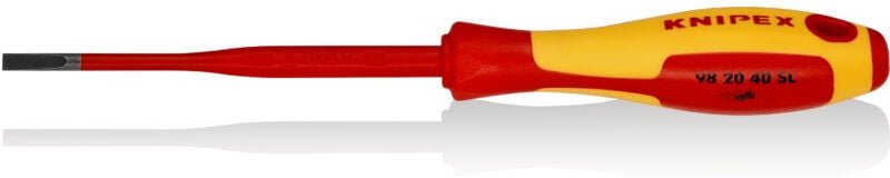 Thumbnail - Knipex - 98 20 40 sl Schraubendreher (Slim) für Schlitzschrauben isolierender Mehrkomponenten-Griff, VDE-geprüft brünier...