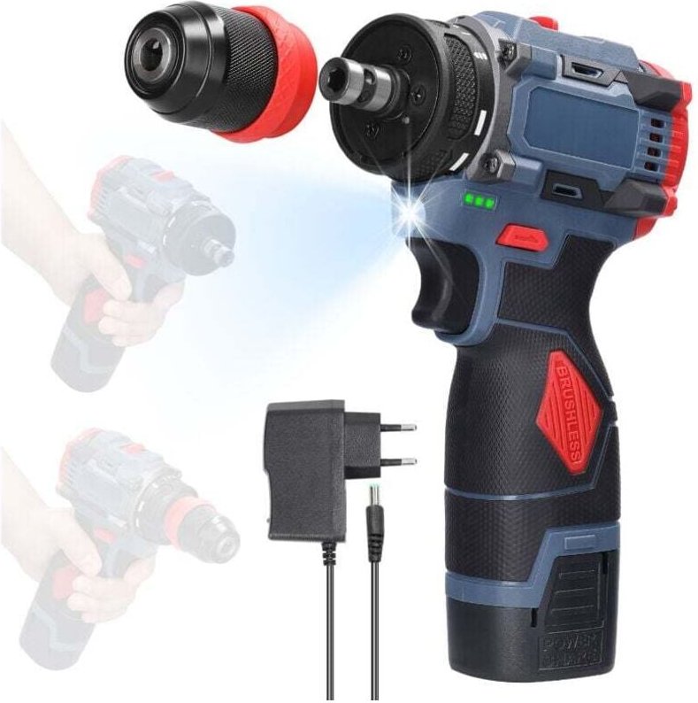 2-in-1-Lithium-Elektrobohrschrauber mit 16,8 V, Multifunktion, bürstenloser 45-Nm-Motor, praktisch für Haushaltsgeräte