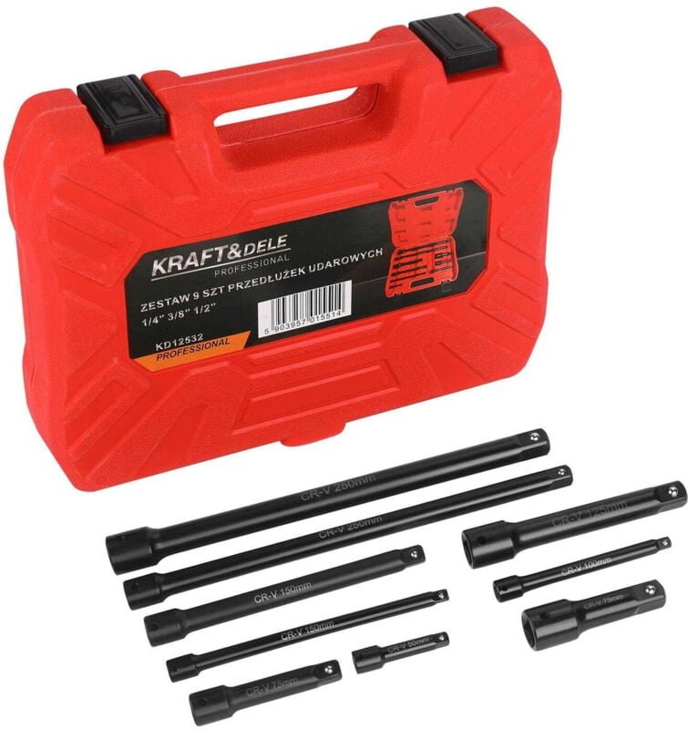 Schlagschrauber-Verlängerungssatz 9-teilig 1/4"" 3/8"" 1/2"" KD12532