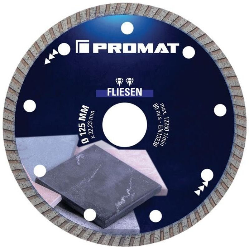 Diamanttrennscheibe fliesen pro t ø 125 mm Bohrung 22,23 mm Segmenthöhe 7 mm Segmentstärke 1,6 mm Winkelschleifer