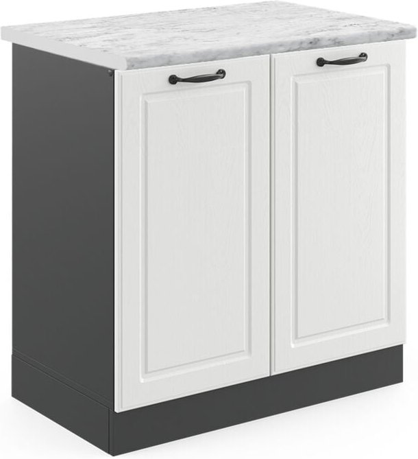 Vicco - Spülenunterschrank R-Line, Weiß Landhaus, 80 cm , ap Marmor