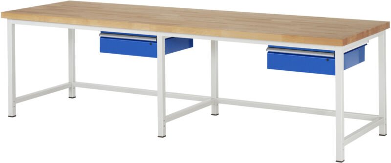 Werkbank höhenverstelbar 8001A1, 3000xT900xH840-1040mm, 2x Schublade-TA - RAU