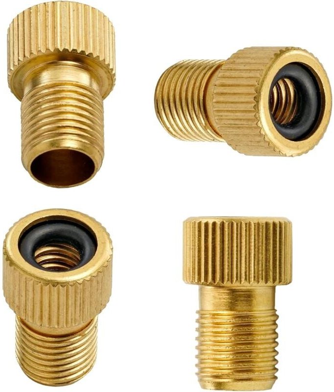 Ventiladapter zum Aufpumpen von Fahrradreifen mit Handpumpe oder Luftkompressor – wandelt Presta-Ventile (dünn) in Schra...