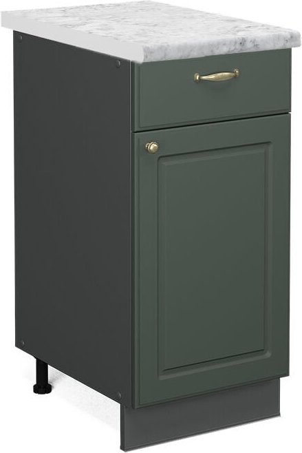 Vicco - Küchenunterschrank Fame-Line, Grün-Gold Landhaus, 40 cm , ap Marmor