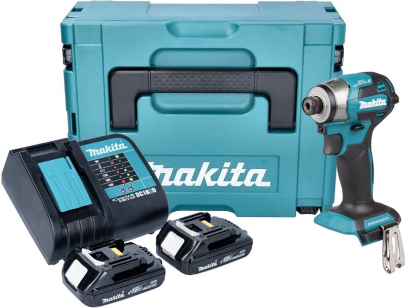 Thumbnail - Makita DTD 173 SYJ Akku Schlagschrauber 18 V 180 Nm 1/4“ Brushless + 2x Akku 1,5 Ah + Ladegerät + Makpac