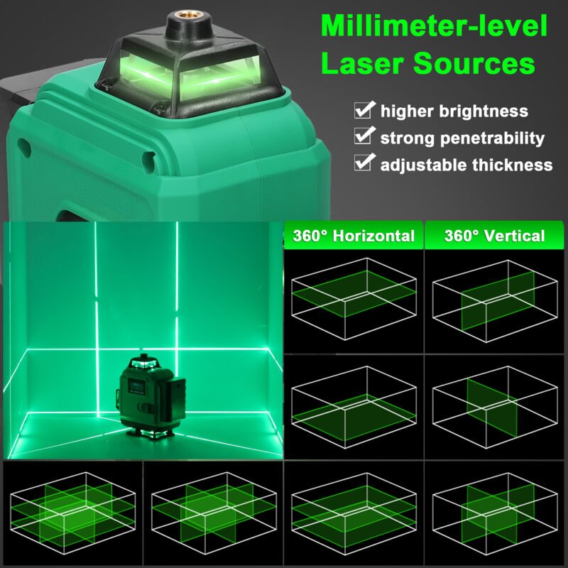 Eosnow Multifunktional 16 Leitungen Laserpegel-Touchscreen 3 ° Selbstniveau-Maschine wiederaufladbare Lithium-Batterie-L...