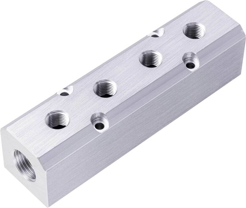 Verteilerleiste Pneumatik Aluminium Gewinde 2x1/2 4x1/4 Zoll Einbau