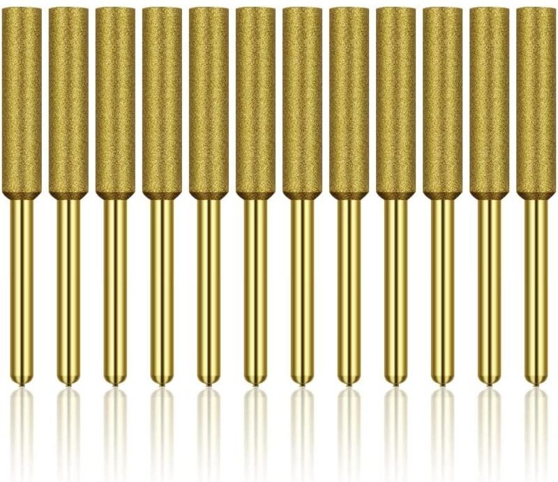 Thumbnail - 12 Stück Diamant-Kettensägenschärfer, Titanbeschichtete Gratschleifscheibe mit hoher Härte, Schleifscheibe, Kettensägens...