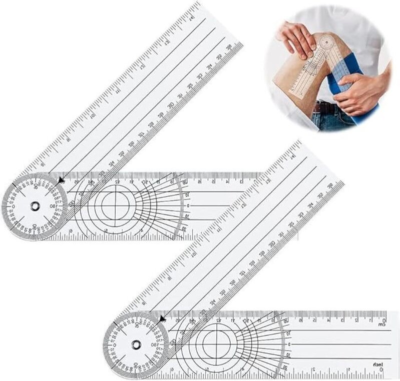 Goniometer Kinesiologie, 2 Stück, professionelles 360-Grad-Mehrwinkellineal, 14-Zoll-medizinisches Wirbelsäulenlineal, W...