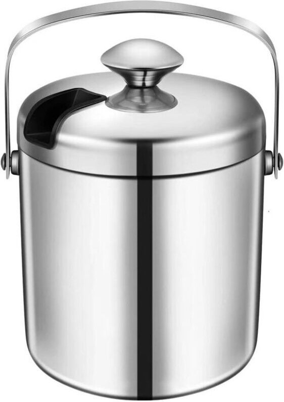 Secchiello per ghiaccio in acciaio inox di alta qualità da 1,3 l - Lavabile in lavastoviglie - Doppia parete - Con coper...