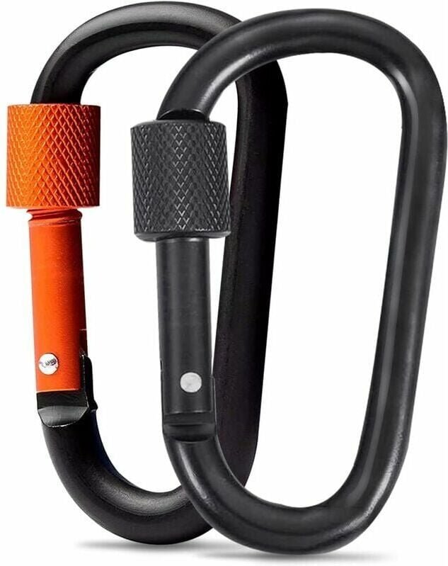 Verschlusskarabiner mit Kettenhaken, 2er-Packung langlebige kleine Karabiner, Campingzubehör zum Wandern, Angeln (nicht ...