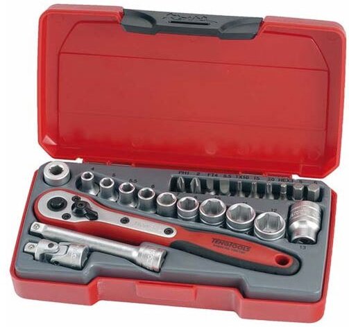 Jeu de clés à douille, 1/4, T1424, 24 pièces Tengtools 167920107