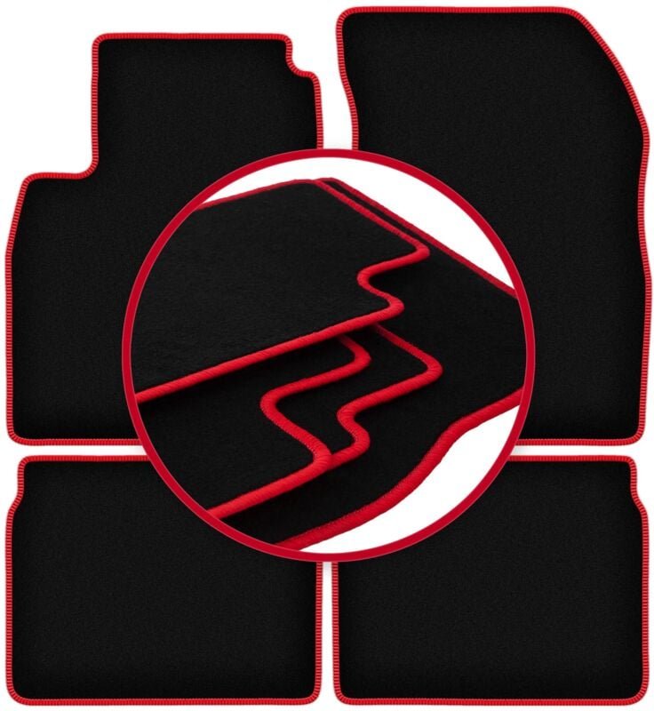 CARLUX-RED Autofußmatten für: Nissan Micra K13 Fließheck (2010-2016)