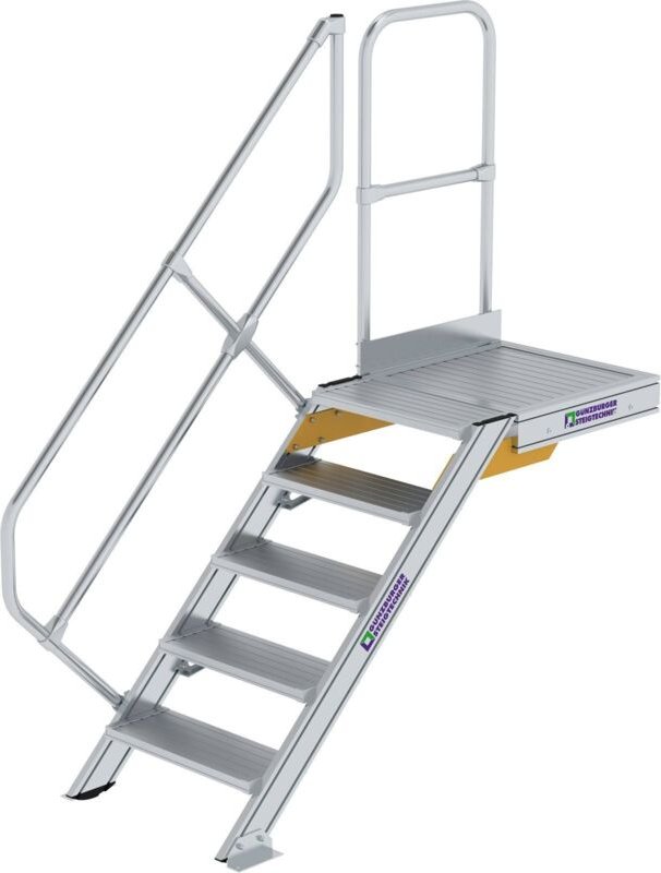 Günzburger Steigtechnik Treppe mit Plattform 45° Stufenbreite 600 mm 5 Stufen Aluminium geriffelt - 600425