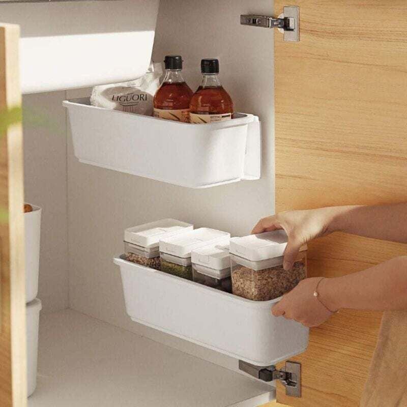 Thumbnail - 2 Küchenschrank-Korb-Organizer, ausziehbare Kunststoff-Aufbewahrungsschubladen, Unterschrank-Organizer, Schiebeschublade...