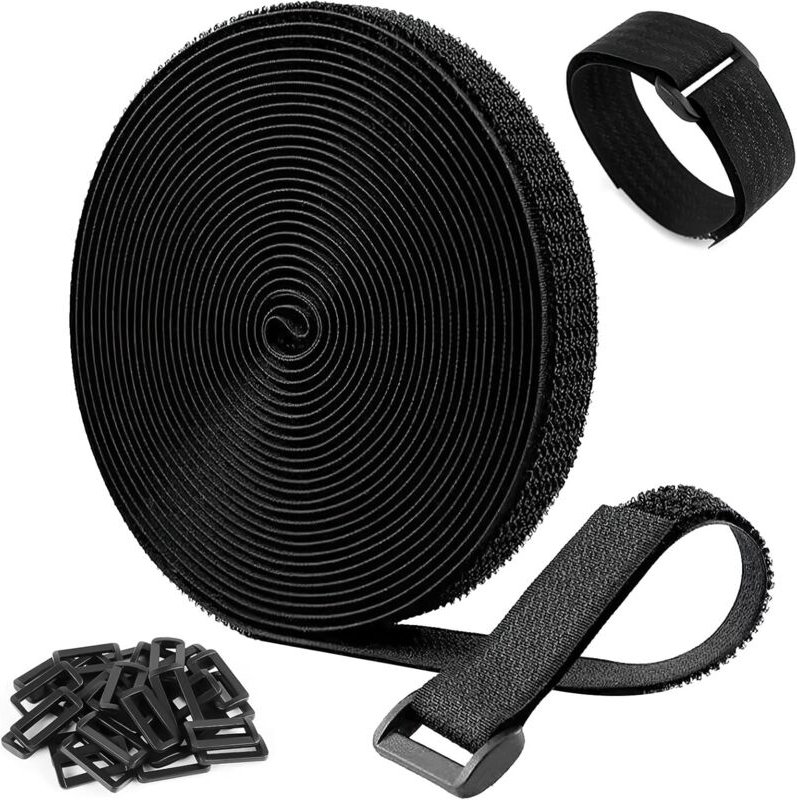 5 m x 2 cm verstellbare Kabelbänder mit 20 Schnallen, Kabelbinder, Klettkabelbinder, wiederverwendbares Kabelmanagementb...
