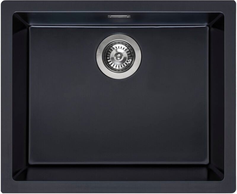 Einbauspüle 560x460 Amsterdam 50 - Küchenspüle mit praktischem Integral-Siebkorbüberlaufventil, Granit schwarz - Reginox