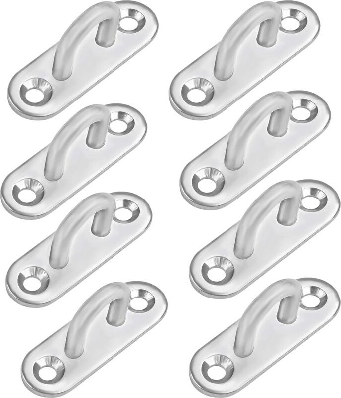 Ersandy - Edelstahl-Ösenplatte M5 (8 Stück) – länglicher Metallhaken in U-Form für Wand- und Deckenmontage (50 x 17 mm) ...