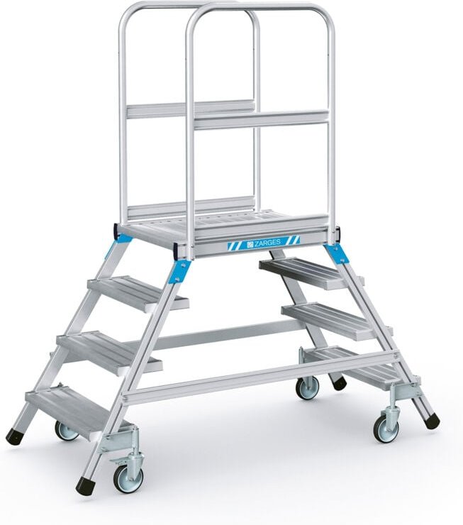 Zarges Podestleiter fahrbar mit 2x4 Leichtmetall-Stufen