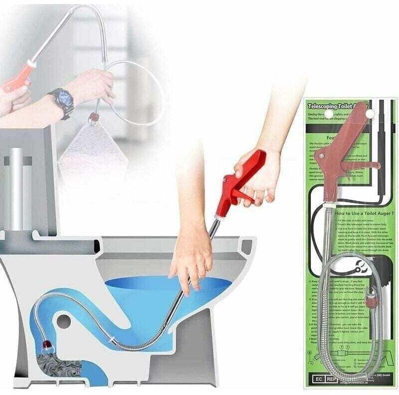 Thumbnail - Mumu - 1,3 m Frettchen-Toilettenrohr-Entsperrer, Kurbel-Entblocker mit Adlerklaue
